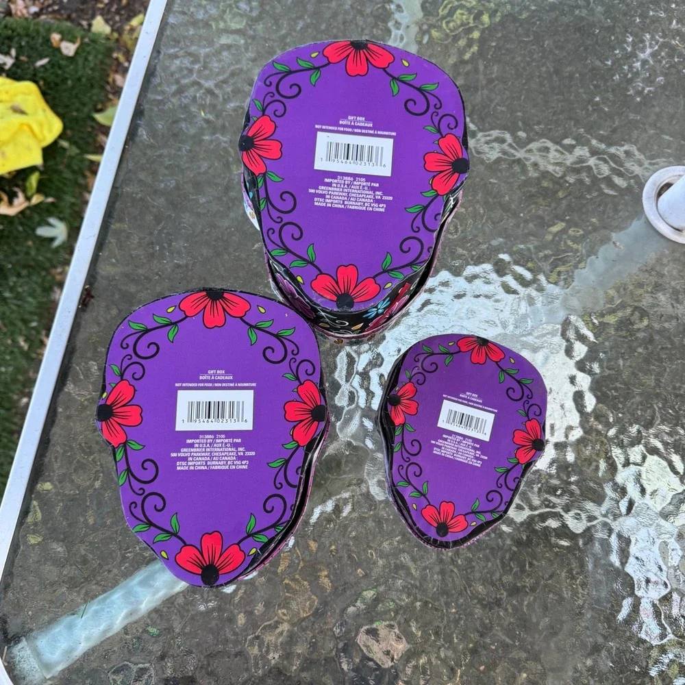 Greenbrier International Sugar Skull Nesting Gift Boxes Set of 3 Day of the Dead